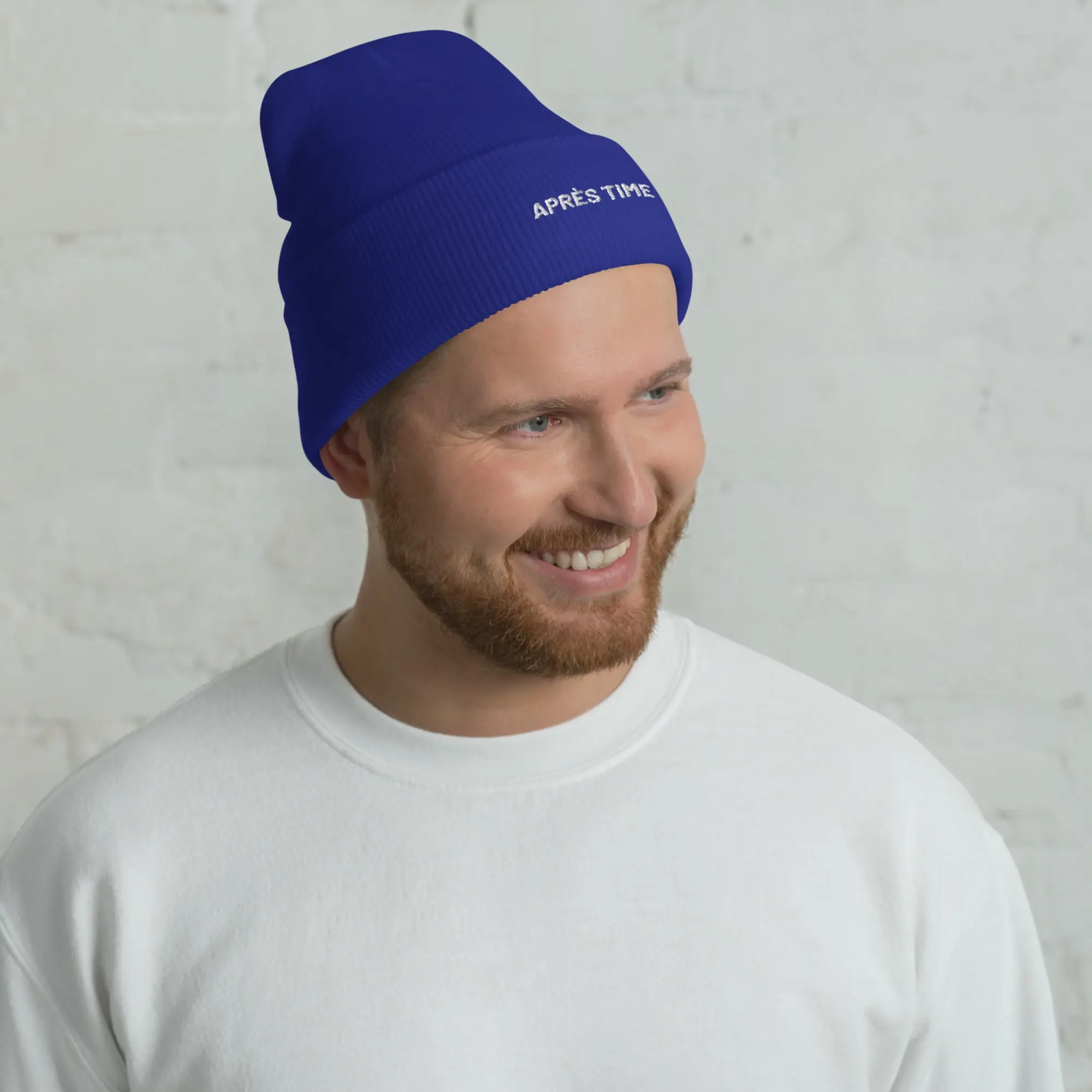 Cuffed Beanie Après Time White Letters - Image 6