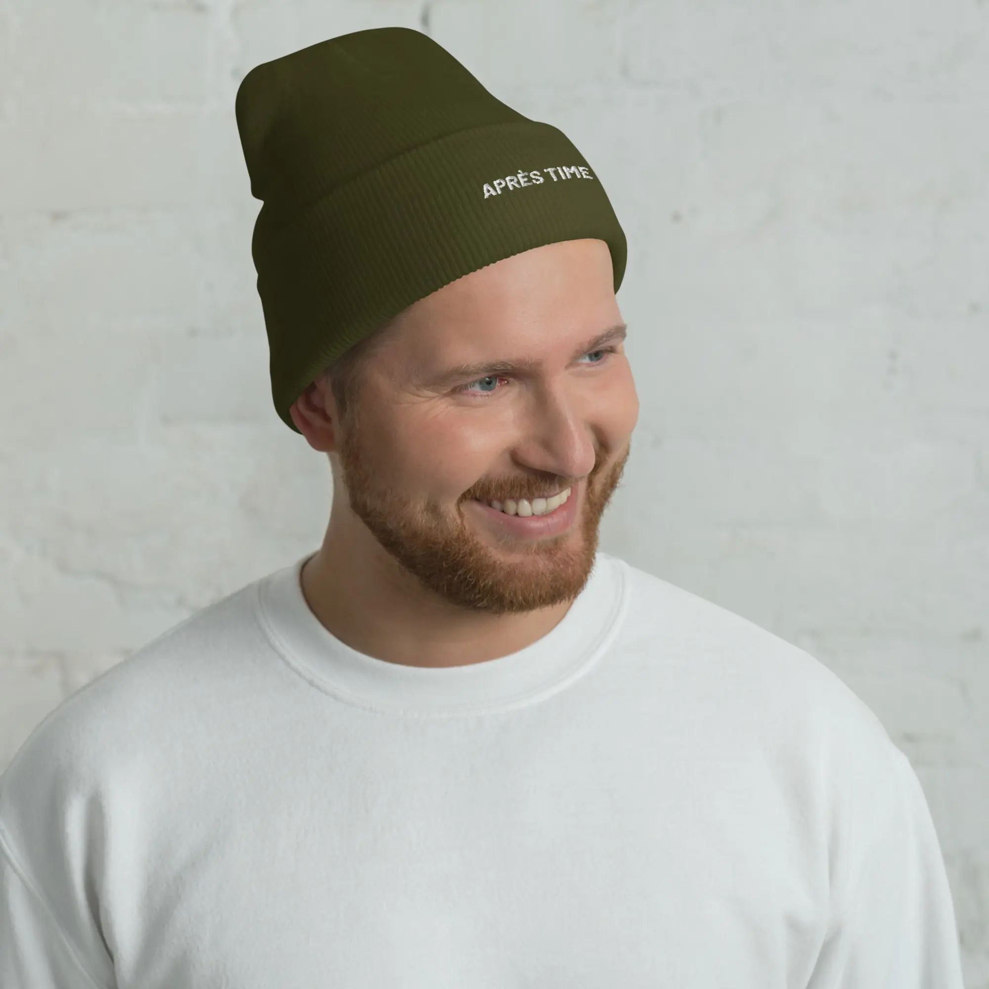 Cuffed Beanie Après Time White Letters - Image 8