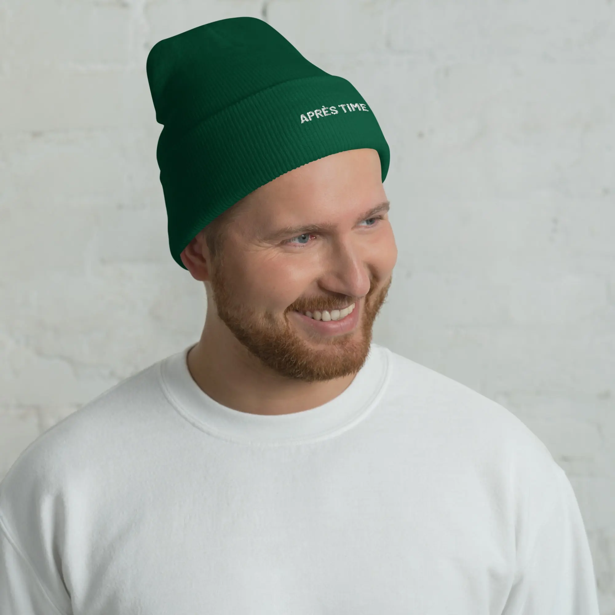 Cuffed Beanie Après Time White Letters - Image 9