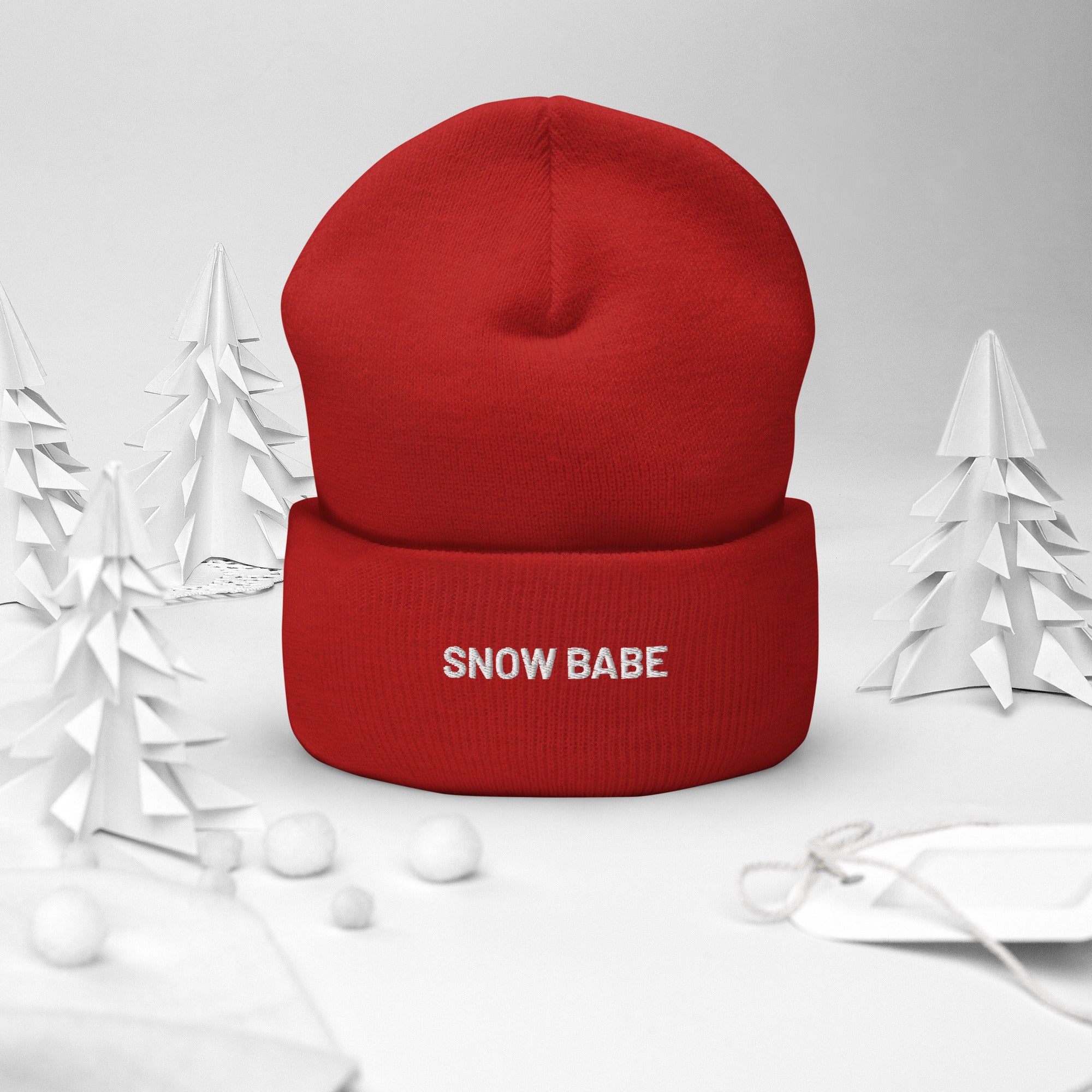 Cuffed Beanie Snow Babe White Letters - Image 13