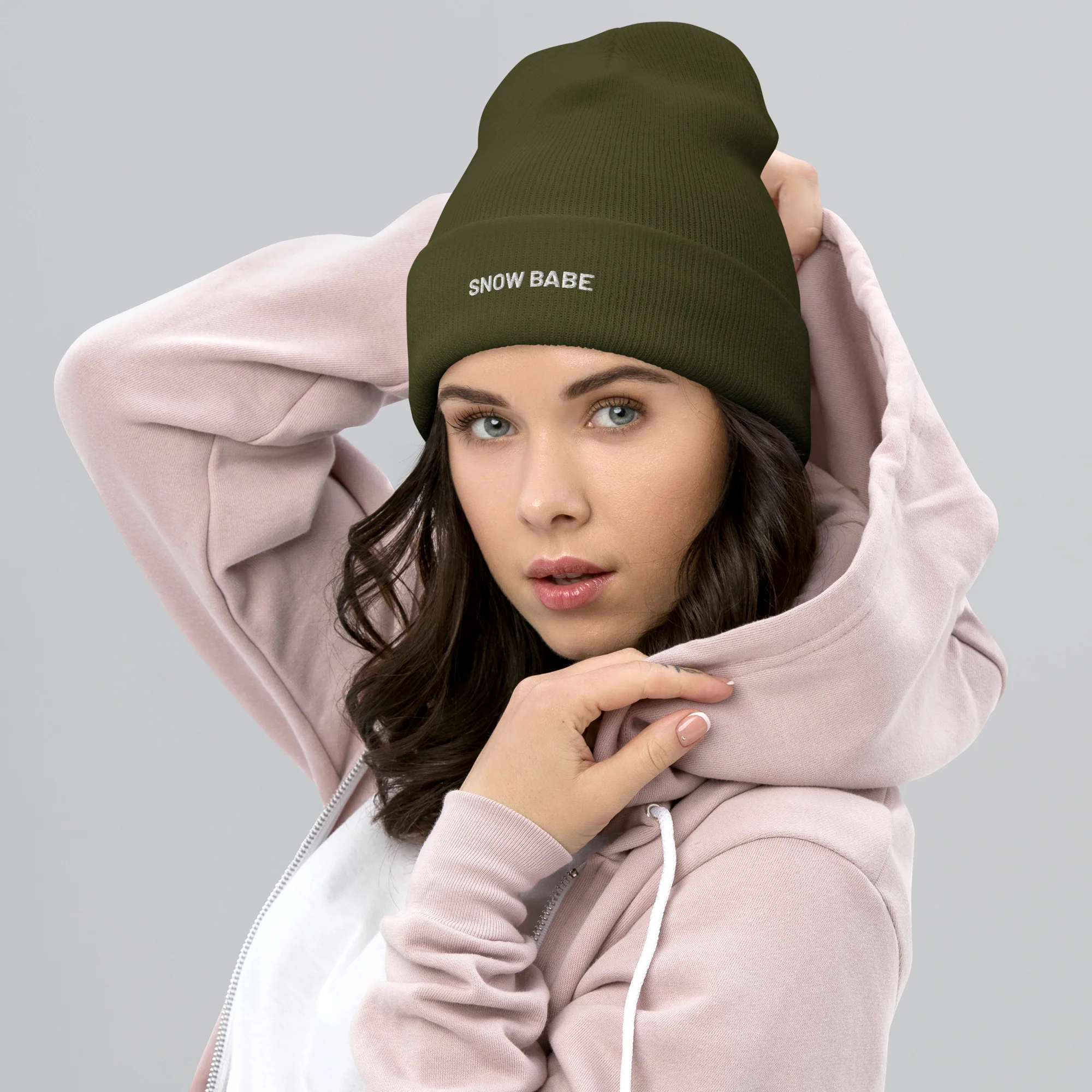 Cuffed Beanie Snow Babe White Letters - Image 14