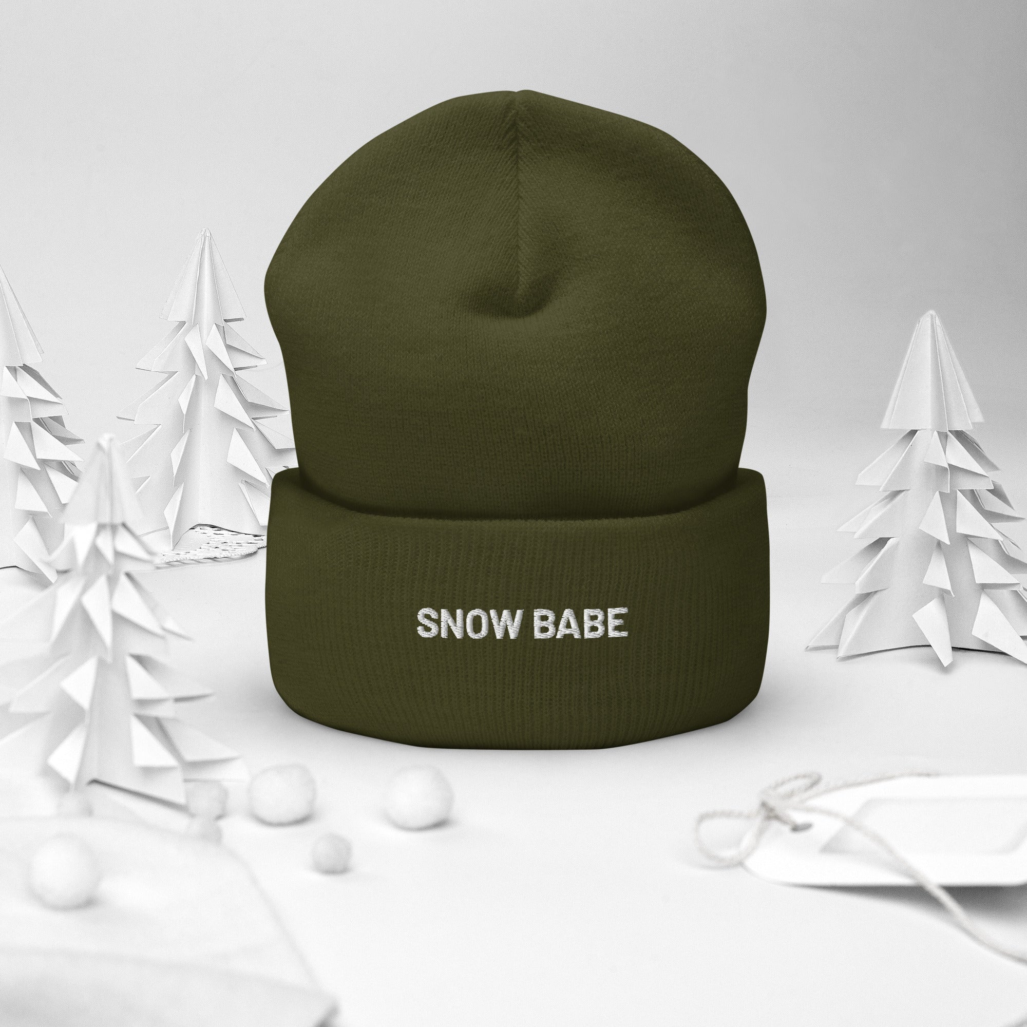 Cuffed Beanie Snow Babe White Letters - Image 15