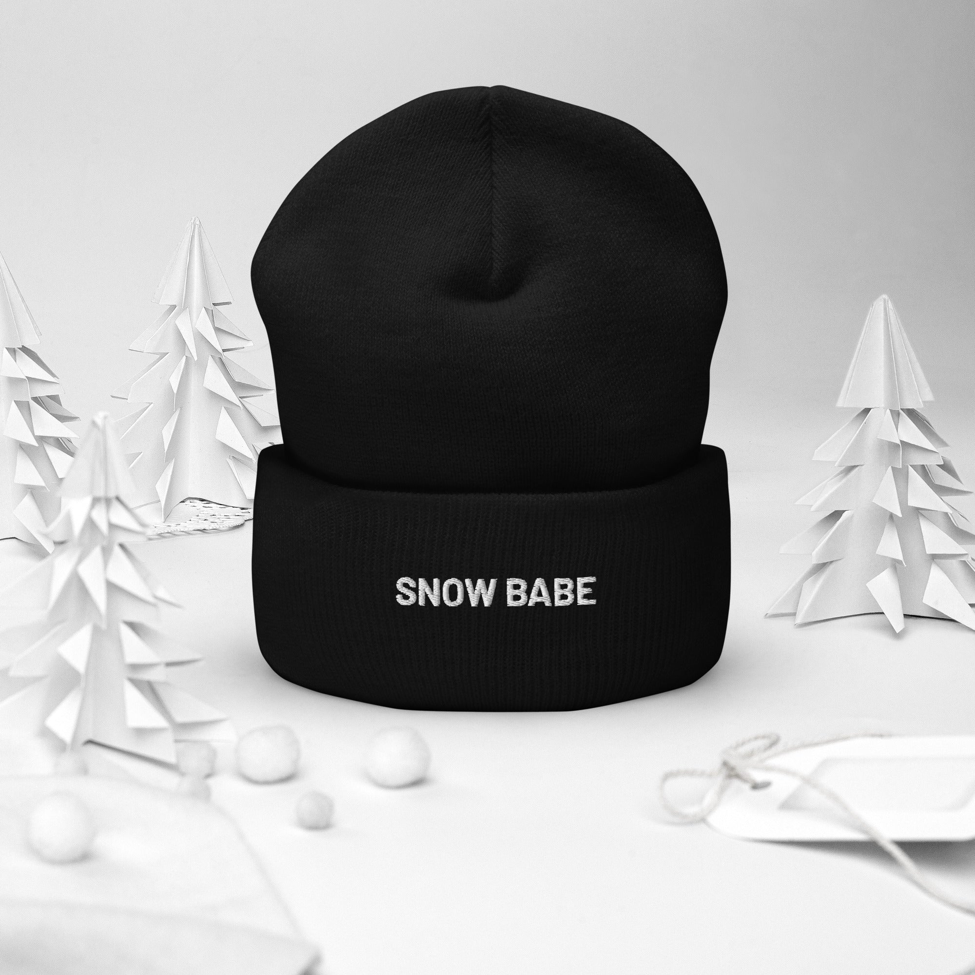 Cuffed Beanie Snow Babe White Letters - Image 3