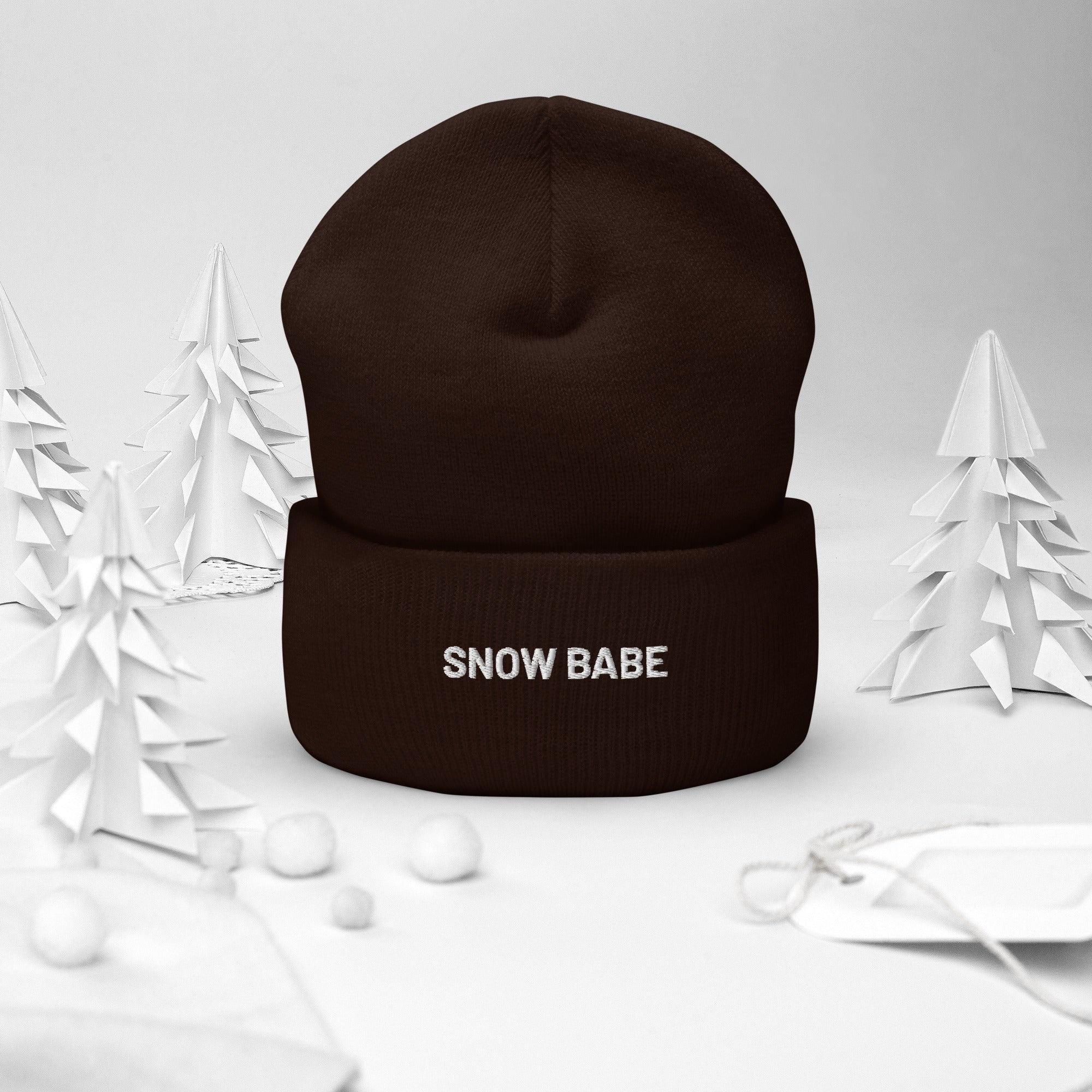Cuffed Beanie Snow Babe White Letters - Image 5