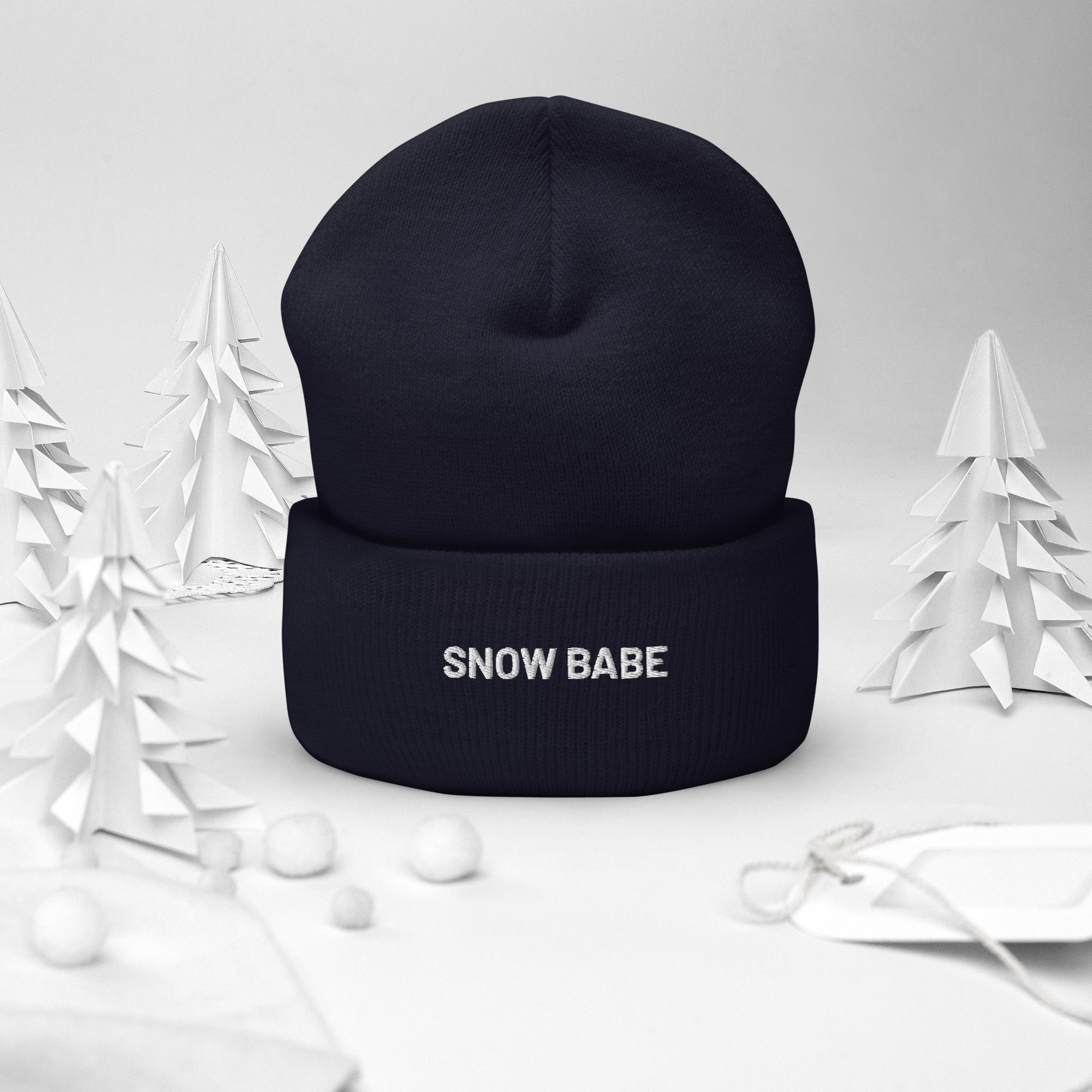 Cuffed Beanie Snow Babe White Letters - Image 7