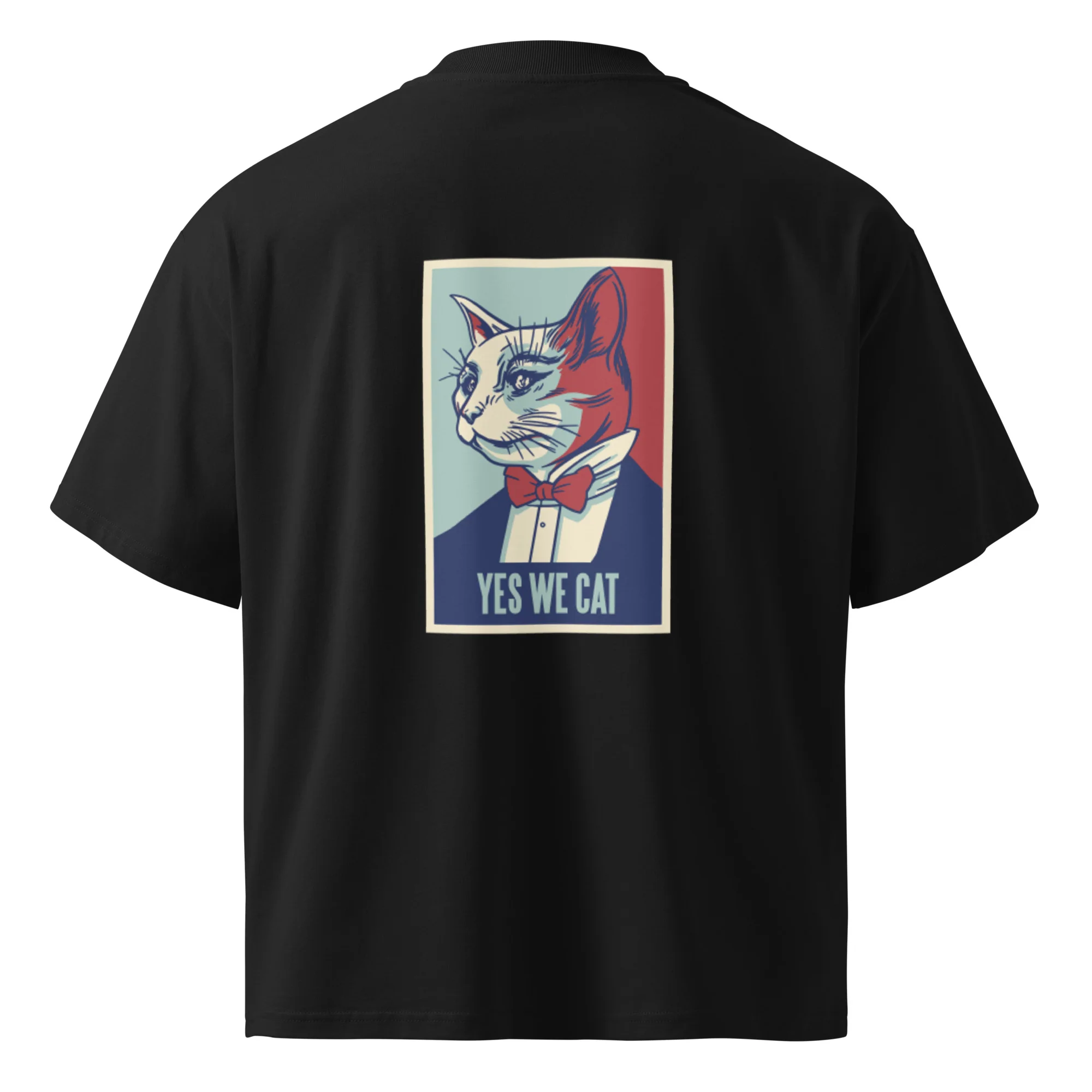 Unisex Oversized Organic Tee – Yes We Cat (High Neck) - Image 9