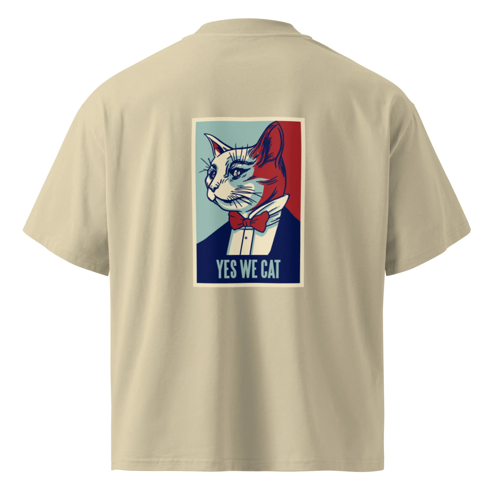 Unisex Oversized Organic Tee – Yes We Cat (High Neck) - Image 10