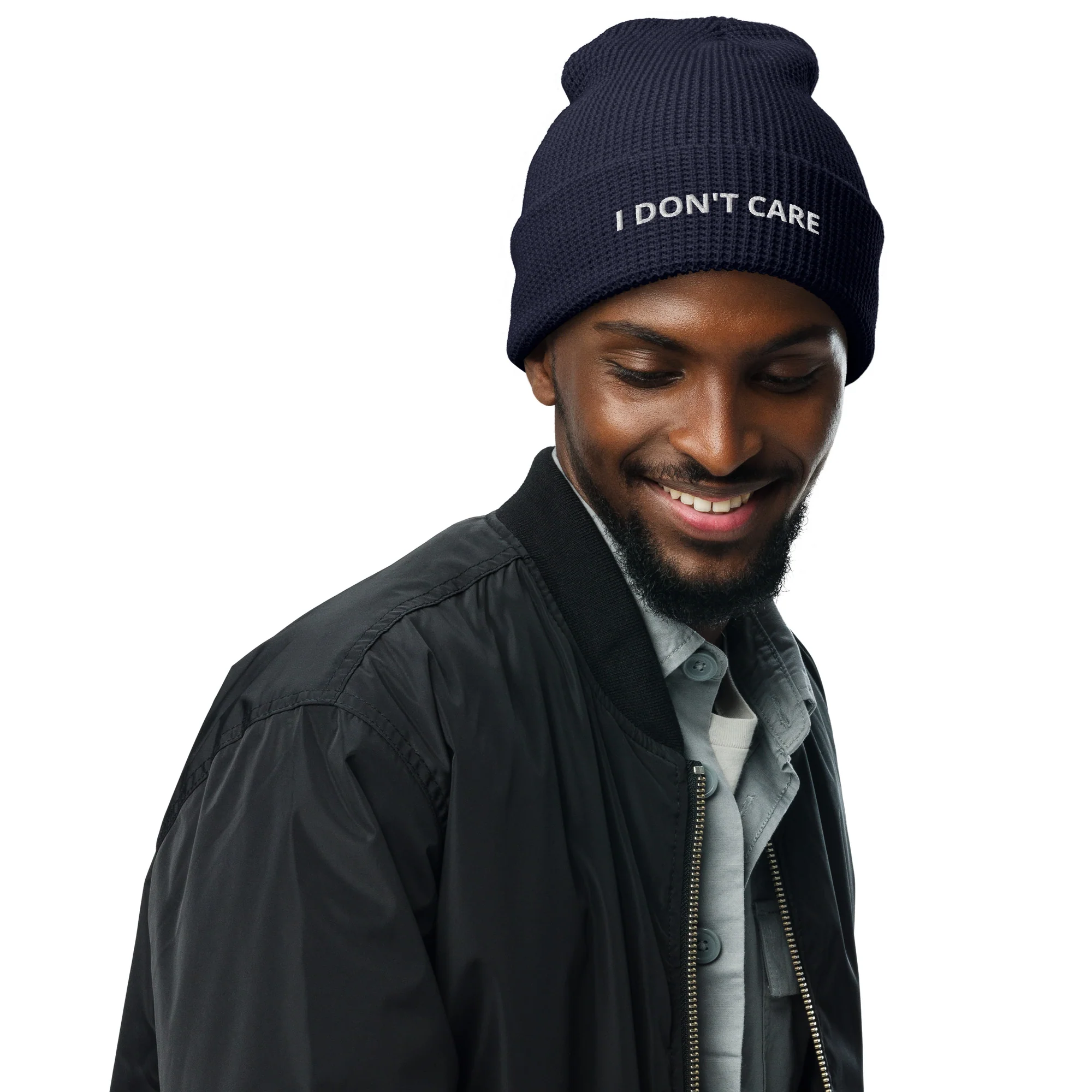 Waffle Beanie IDC White Letters - Image 4