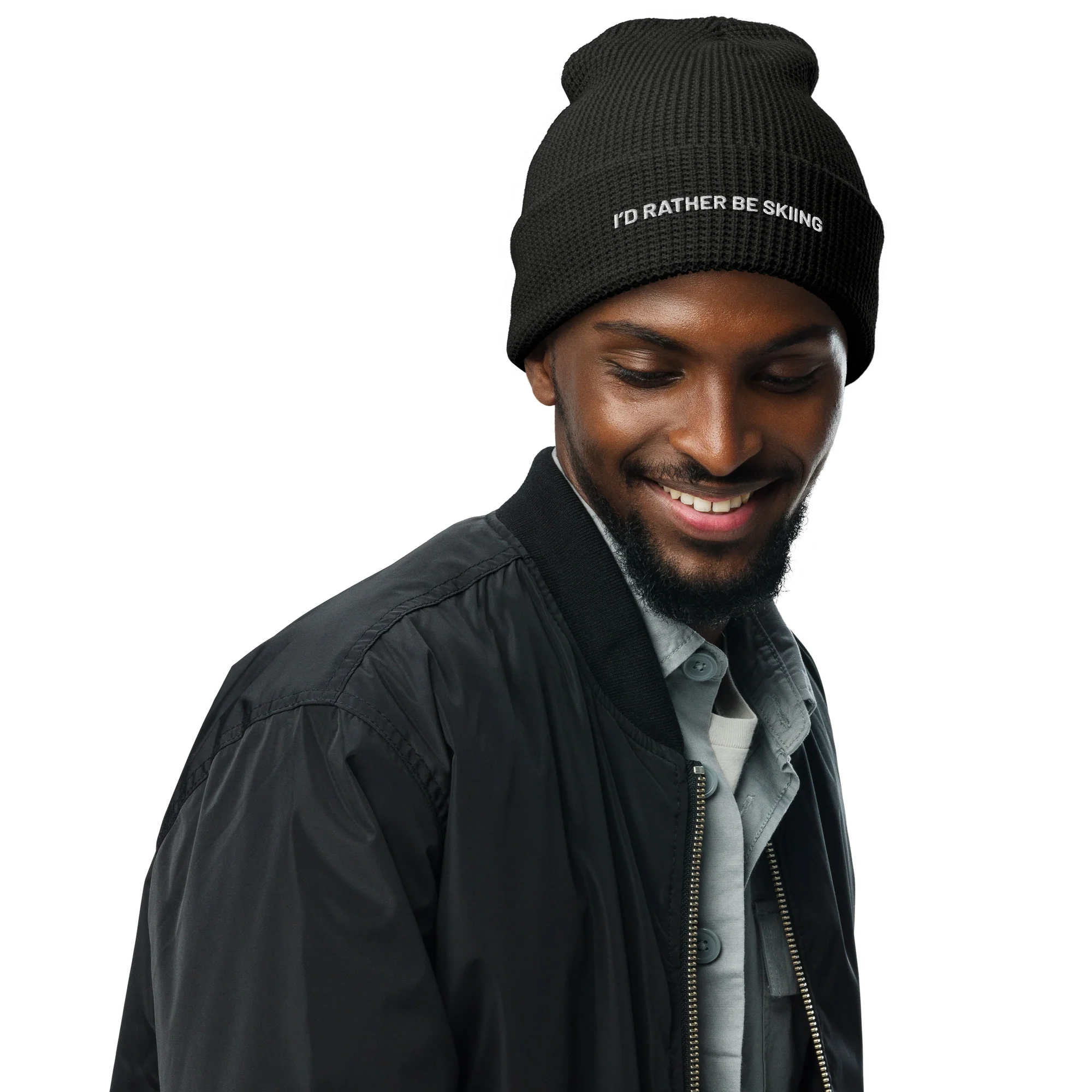Waffle Beanie I'DRBS White Letters - Image 3