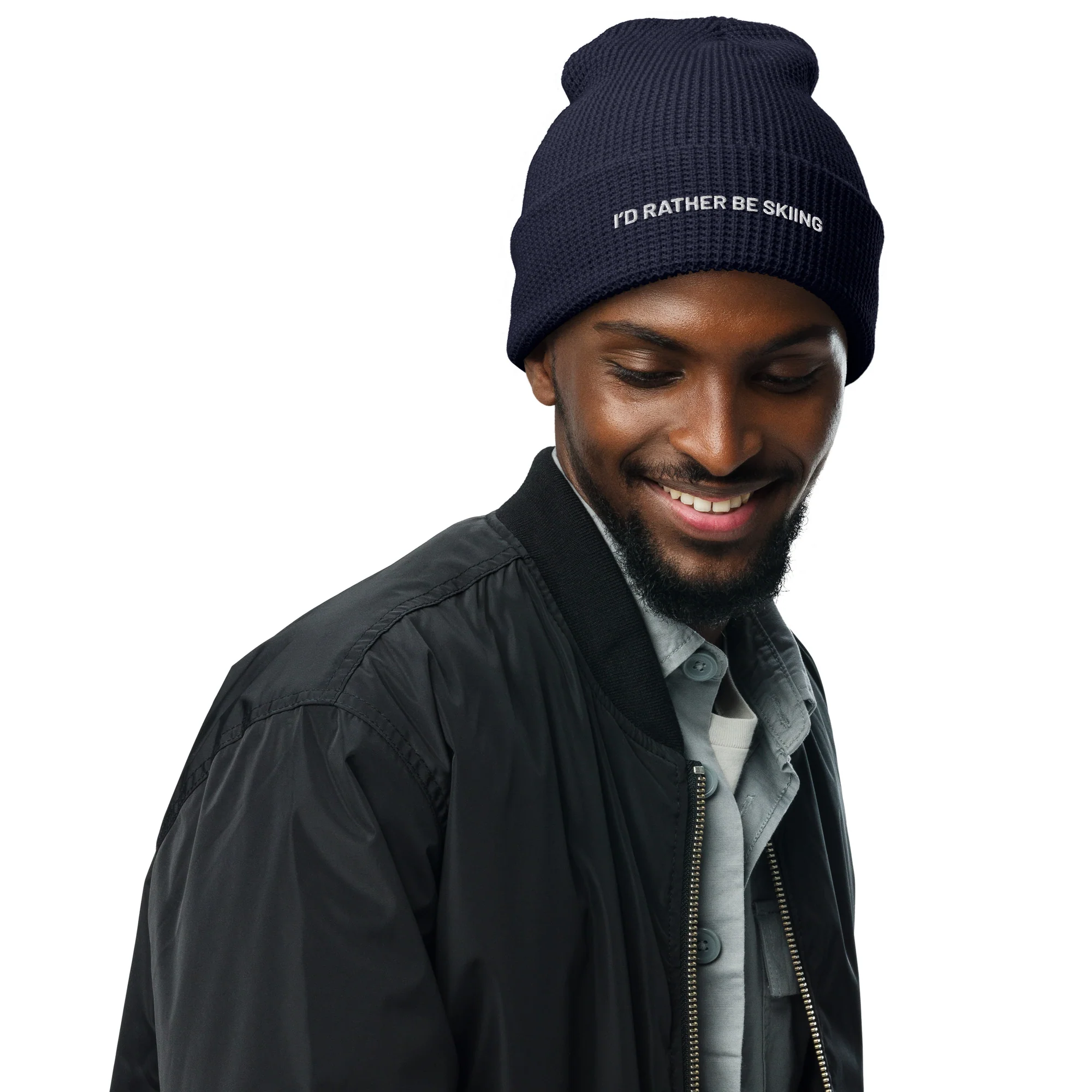 Waffle Beanie I'DRBS White Letters - Image 4